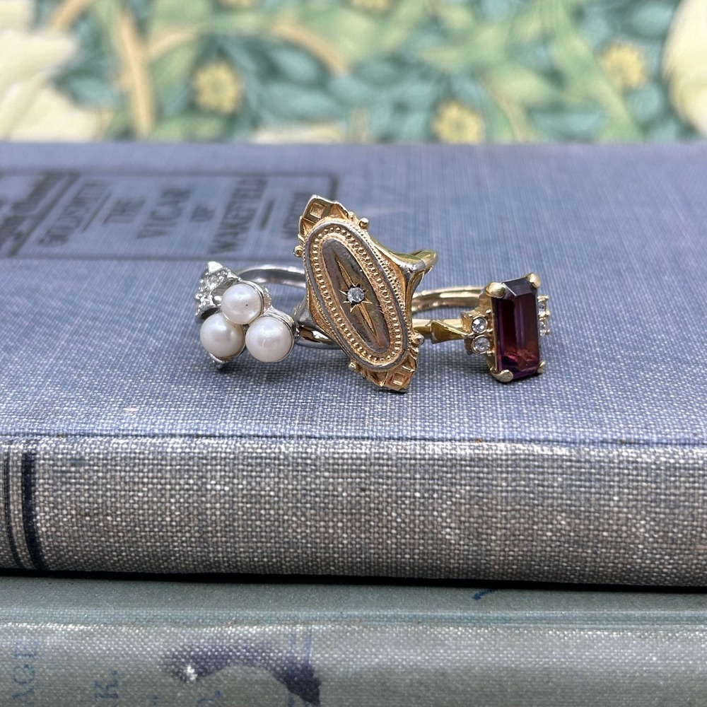 Vintage Avon Ring Lot of 3 Kensington 1976 Victorian Style Costume Jewelry